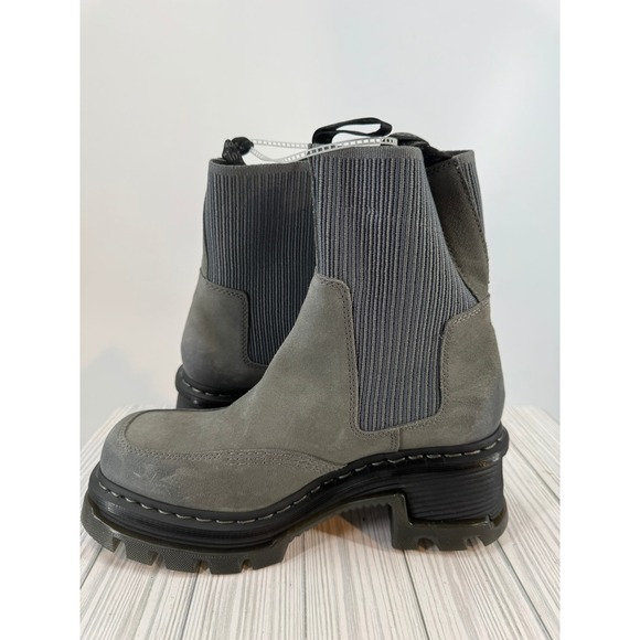 Dr.Martens Corran Chelsea Waxy Boots Grey Suede Heeled Platform Lug Sole Wmns 10 - Picture 5 of 12